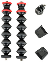 JOBY GORILLAPOD ARM KIT Flexible, 1/4-inch-20 mounts, 17.5cm, with GoPro/cold shoe mount, black/red