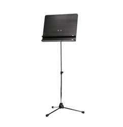 K&M 11832 ORCHESTRA MUSIC STAND Chrome, with black desk and additional shelf