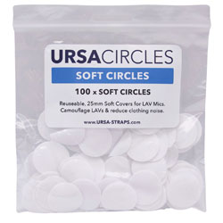 URSA STRAPS SOFT CIRCLES MICROPHONE COVER Soft fabric, white (pack of 100 Circles)