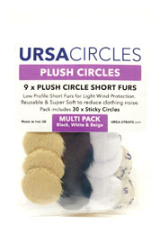 URSA STRAPS PLUSH CIRCLES MICROPHONE COVER Short fur, black/white/beige (9 Circles/30 Stickies)