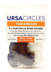 URSA STRAPS FUR CIRCLES MICROPHONE COVER Long fur, black/white/brown (9 Circles/30 Stickies)