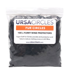 URSA STRAPS FUR CIRCLES MICROPHONE COVER Long fur, black (pack of 100 Circles)