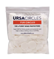 URSA STRAPS FUR CIRCLES MICROPHONE COVER Long fur, white (pack of 100 Circles)