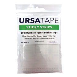 URSA STRAPS STICKY STRIPS ADHESIVE TAPE Hypoallergenic, 78x22mm, transparent (pack of 60)
