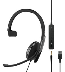 EPOS ADAPT 135 USB II HEADSET Single-sided, inline call control, jack/USB