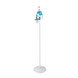 K&M 80340 DISINFECTANT STAND With holder, round base, drip cup, 1020mm, white