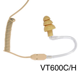 VOICE TECHNOLOGIES VT600C/H EARPHONE Coiled cable, beige