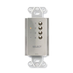 RDL DS-RC4ST REMOTE 4-channel, channel button selectors, stainless steel