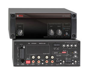 RDL HD-RA35U REMOTE MIXER AMPLIFIER 35W, 4/8 Ohm, 4-channel, 2x dual RCA (phono), 2x terminal