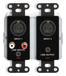 RDL DDB-RN31 DANTE INTERFACE Bi-directional, mic/line, 4x4, XLR/RCA/3.5mm jack in, PoE, black