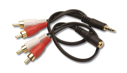 RDL AV-AC2 CABLE KIT Dual RCA (phono) to 3.5mm socket, dual RCA (phono) to 3.5mm jack, for AV-HK1