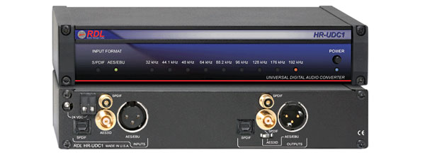 RDL HR-UDC1 FORMAT CONVERTER Audio, AES/EBU, S/PDIF digital, 110/75 ohms, optical