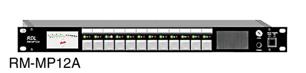 RDL RM-MP12A AUDIO MONITOR PANEL Meter, 12x line level or 8ohm/25/75/100V line speaker inputs, 1U