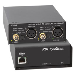 RDL SF-DN4 DANTE INTERFACE Input, 2x AES/SPDIF/optical, XLR/RCA (phono)/Tos-link inputs