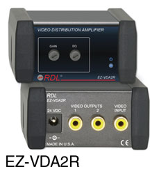 RDL EZ-VDA2R DISTRIBUTION AMPLIFIER Video, CVBS, NTSC/PAL, 1x2, RCA (phono), AC adapter