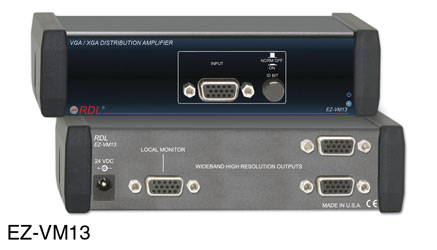 RDL EZ-VM13 DISTRIBUTION AMPLIFIER Video, VGA/XGA, 1x3, TTL / video, AC adapter