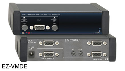 RDL EZ-VMD4E DISTRIBUTION AMPLIFIER Video, VGA/XGA, 1x4, TTL / video, equalisation, AC adapter