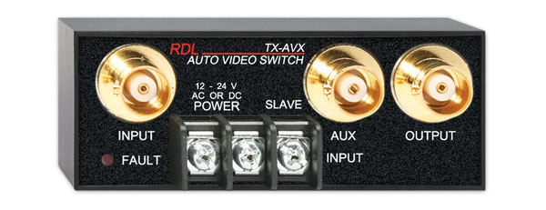 RDL TX-AVX VIDEO SWITCH Automatic, 2x1 video change over on loss of signal, PAL/NTSC, BNC I/O