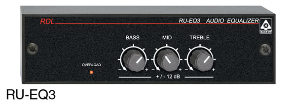 RDL RU-EQ3 AUDIO EQUALISER 3-band, rotary controls, terminal block I/O