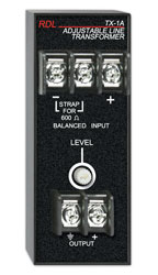 RDL TX-1A AUDIO TRANSFORMER Balanced to unbalanced, adjustable level, screw terminal I/O