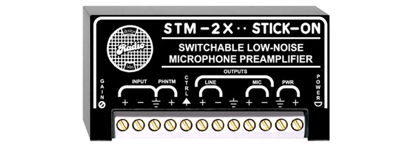 RDL STM-2X MICROPHONE PREAMPLIFIER Switched, 35 to 65dB gain