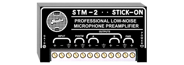 RDL STM-2 MICROPHONE PREAMPLIFIER High/low impedance input, 35 to 65dB gain
