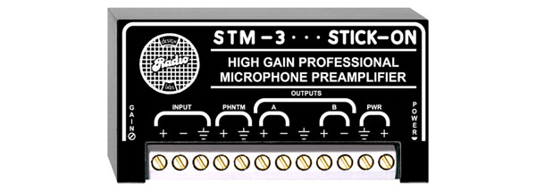 RDL STM-3 MICROPHONE PREAMPLIFIER High/low impedance input, 45 to 75dB gain