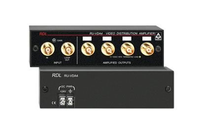 RDL RU-VDA4B DISTRIBUTION AMPLIFIER Video, NTSC/PAL, 1x4, input loop out, BNC I/O