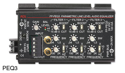 RDL FP-PEQ3 PARAMETRIC EQ 3-band, terminal block/RCA (phono) I/O