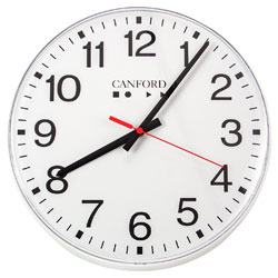 CANFORD RADIO-CONTROLLED CLOCK MSF 300mm, white case, stepped second hand, extended runtime