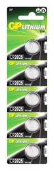 GP CR2025 BATTERY 20d x 2.5mm, lithium cell, 3V (pack of 5)