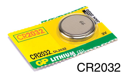 GP CR2032 BATTERY 20d x 3.2mm, lithium cell, 3V