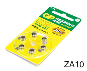 GP ZA10 BATTERY 5.8d x 3.6mm, zinc-air, 1.4V (pack of 6)