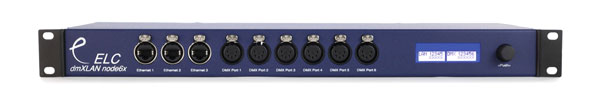 ELC LIGHTING DMXLAN NODE6X FI DMX NODE 6x DMX ports, 3x Ethernet ports, 5-pin XLR, isolated