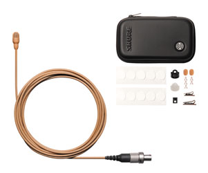 SHURE TWINPLEX TL47 MICROPHONE Subminiature, omni, with accessory pack, LEMO connector, cocoa