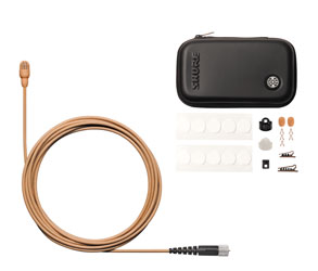 SHURE TWINPLEX TL47 MICROPHONE Subminiature, omni, with accessory pack, MicroDot connector, cocoa