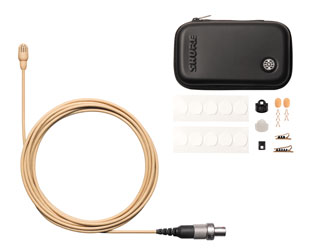 SHURE TWINPLEX TL47 MICROPHONE Subminiature, omni, with accessory pack, LEMO connector, tan