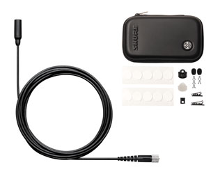 SHURE TWINPLEX TL48 MICROPHONE Subminiature, omni, with accessory pack, MicroDot connector, black