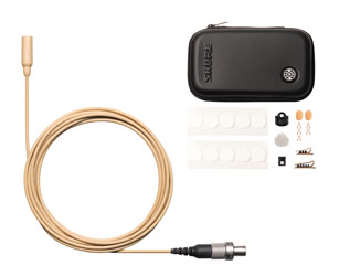 SHURE TWINPLEX TL48 MICROPHONE Subminiature, omni, with accessory pack, LEMO connector, tan