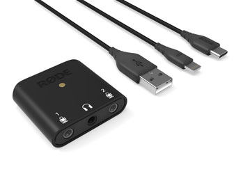 RODE AI-MICRO AUDIO INTERFACE 2x 3.5mm jack inputs, headphone out, USB-A/C/Lightning connectivity