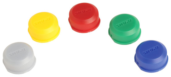 SHURE WA621 COLOUR ID CAPS For BLX2 handheld transmitters, white/yellow/red/green/blue, pack of 5