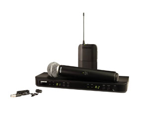 SHURE BLX1288/W85 RADIOMIC SYSTEM Combo handheld/lavalier, SM58 and WL185, 606-630MHz (K3E)