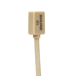SHURE WL93T MICROPHONE Miniature lavalier, omnidirectional, TA4F connector, 1.2m cable, tan