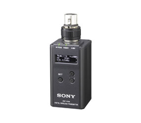 SONY DWT-P01N RADIOMIC TRANSMITTER Plug-on, 3-pin XLR, 48V phantom power, 470.025 to 542MHz