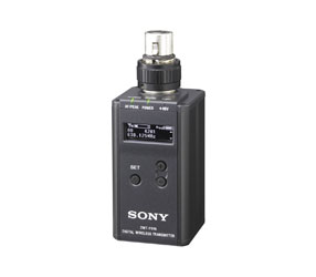 SONY DWT-P01N RADIOMIC TRANSMITTER Plug-on, 3-pin XLR, 48V phantom power, 638.025 to 694MHz