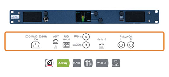 TSL MPA1 SOLO DANTE CONFIDENCE MONITOR Dante, MADI I/O, stereo analogue out