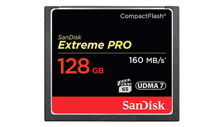 SANDISK SDCFXPS-128G-X46 EXTREME PRO 128GB COMPACT FLASH MEMORY CARD, 160MB/s