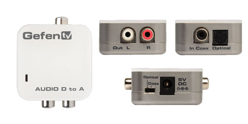 GEFEN GTV-DIGAUD-2-AAUD AUDIO CONVERTER S/PDIF or Toslink to unbalanced audio, 2x RCA (phono)