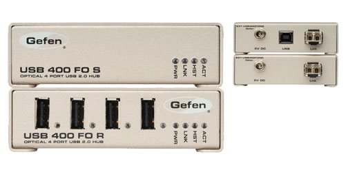 GEFEN EXT-USB-400FON USB EXTENDER 1x USB2.0 in, 4x USB2.0 out, duplex LC 50/62.5 MM fibre, 500/275m