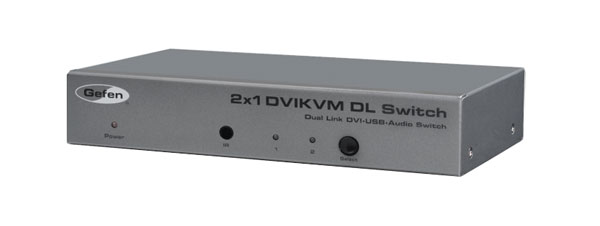 GEFEN EXT-DVIKVM-241DL KVM SWITCHER 2x1, Dual link DVI-D, USB2.0, audio, IR or wired, rem control